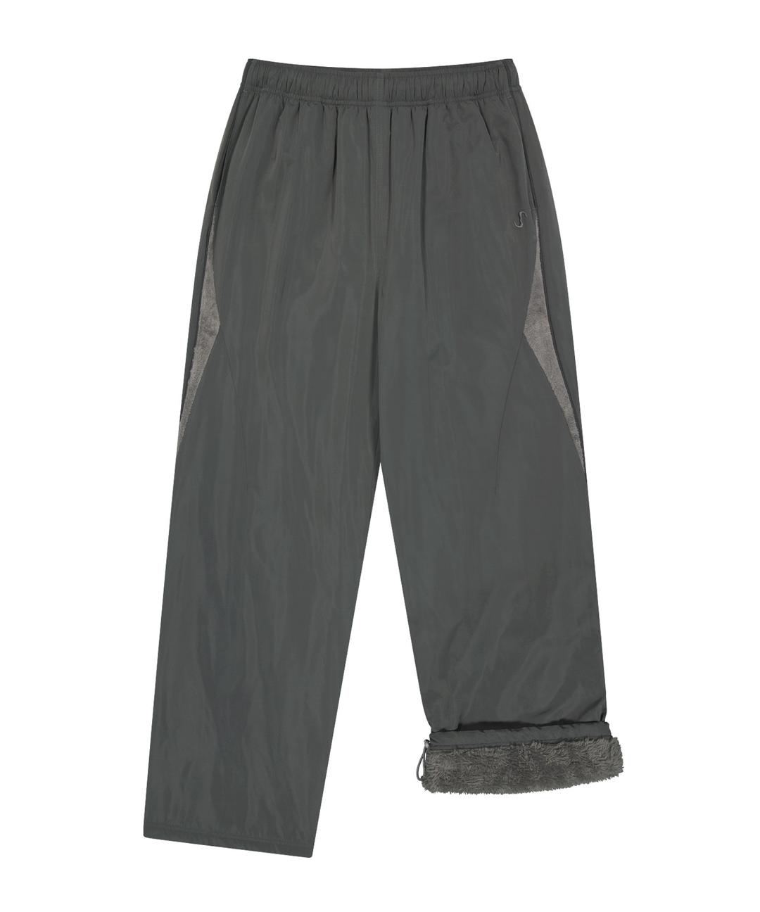 Fleece Lined Nylon Pants / Charcoal