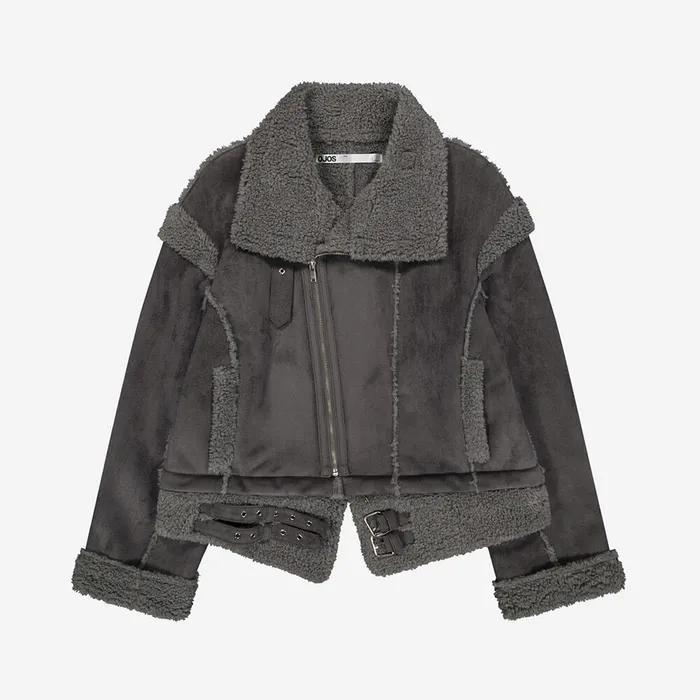 Detachable Fur Shearling Jacket / Charcoal
