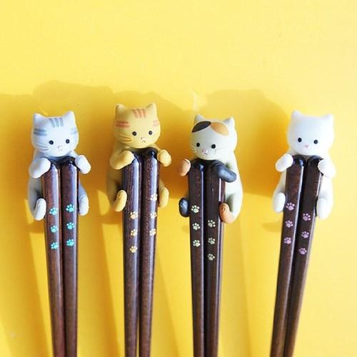 네코짱 우드 젓가락 홀더세트 4color