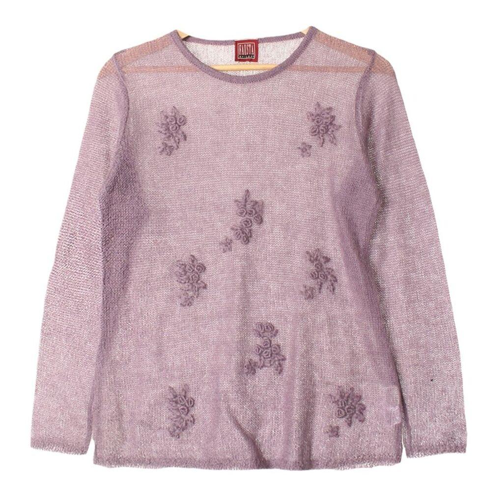 JPN 라이트퍼플 모헤어 플라워 시스루 니트 / WOMEN M