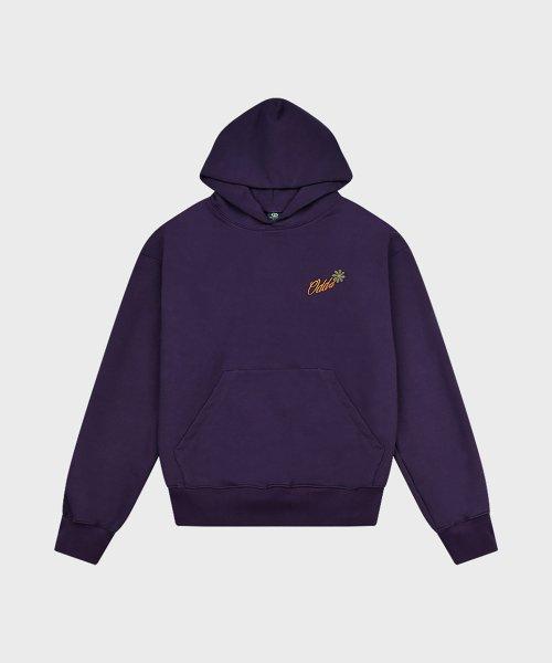 Embroidered Sweat Pullover Hoodie - Purple