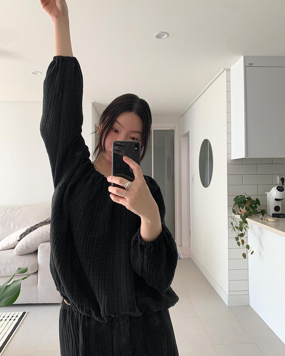 (by male)3중지 거즈 요루 파자마 (블랙)2차 당일