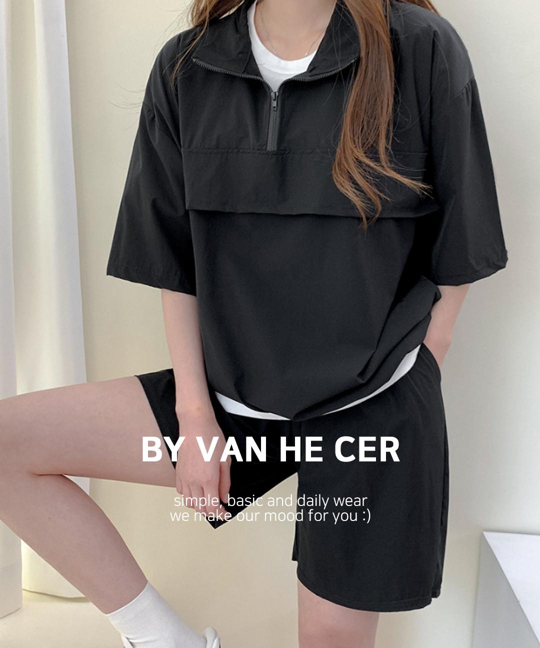 반해써 [남녀공용] 바스락 아노락 반팔 반바지 트레이닝 세트 T#YW1068