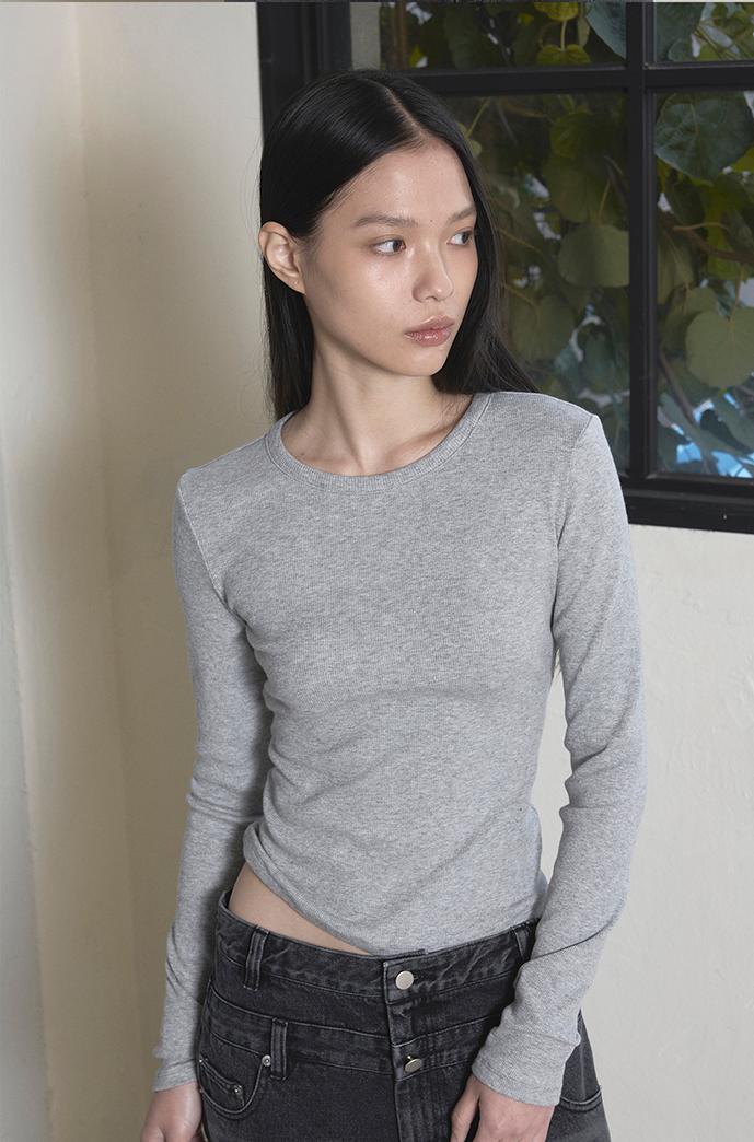 BACK BUTTON-UP TEE - GREY