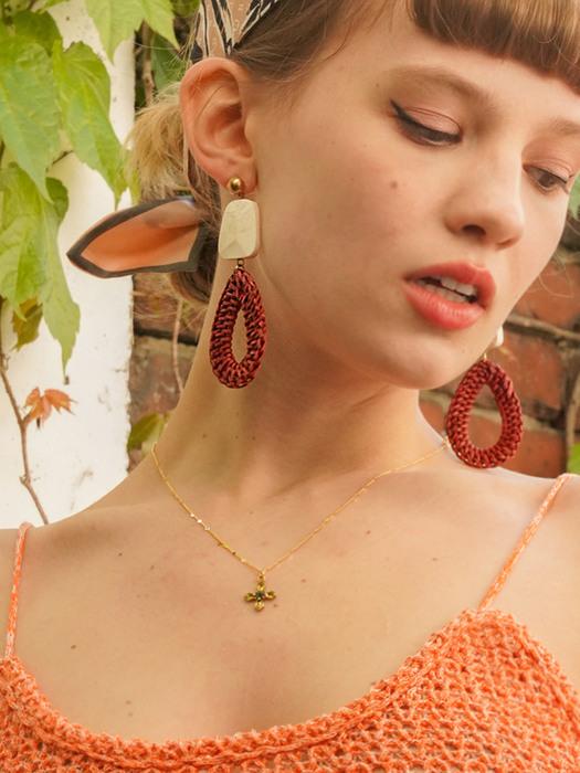 red rattan earring