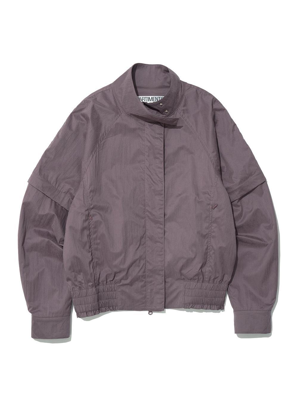 [WOMEN] 2WAY TRANSFORM COCOON BOMBER JACKET_PURPLE BROWN