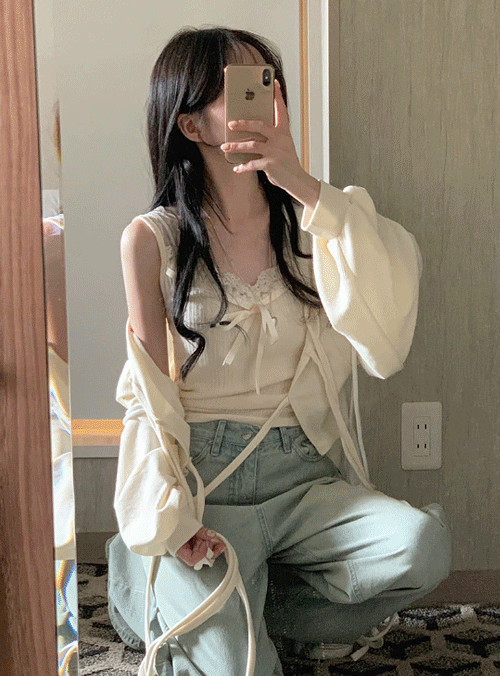 [OSAKA] 모니 레이스 슬리브리스 (3color)