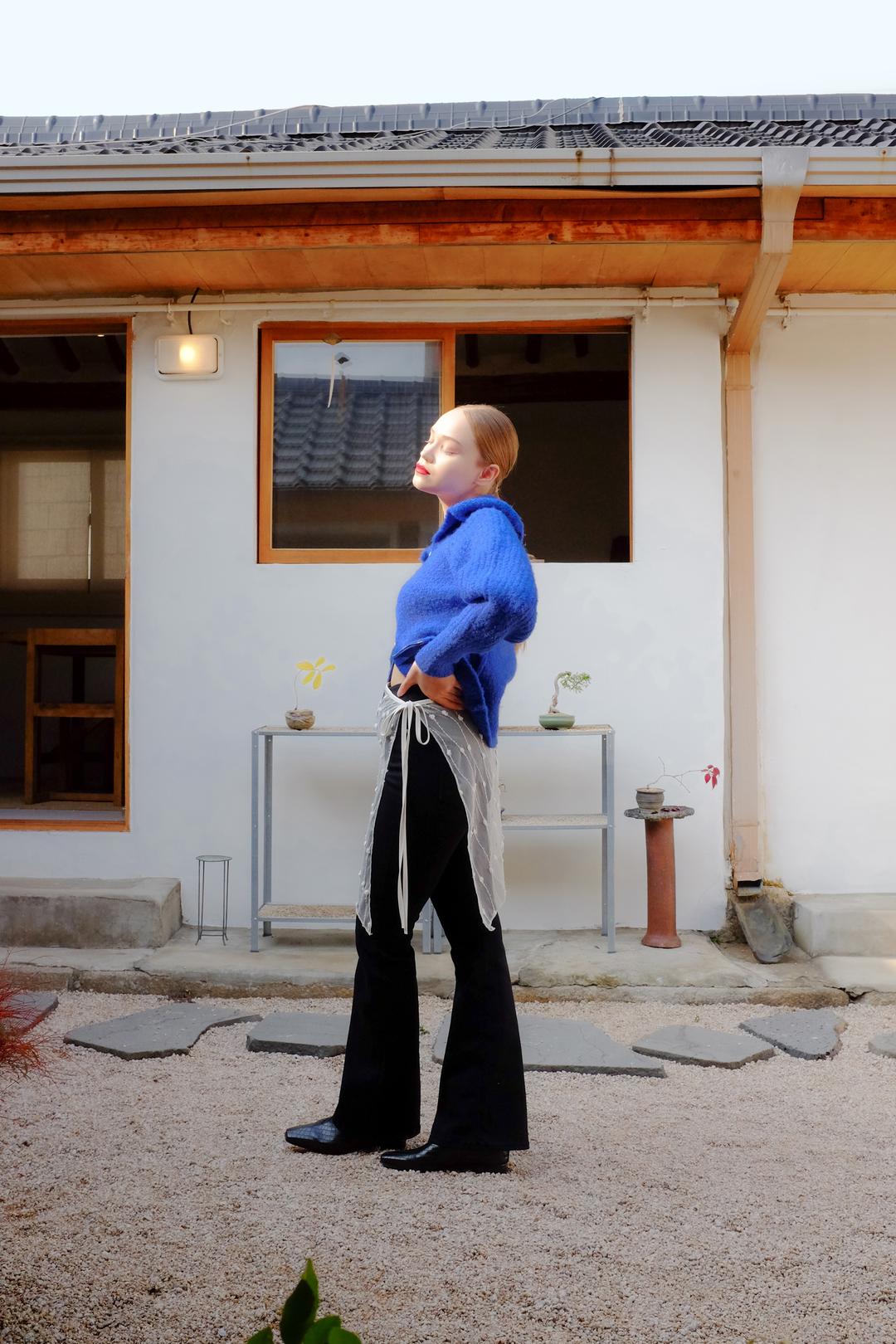 Oblique bud wrap skirt (Ivory)