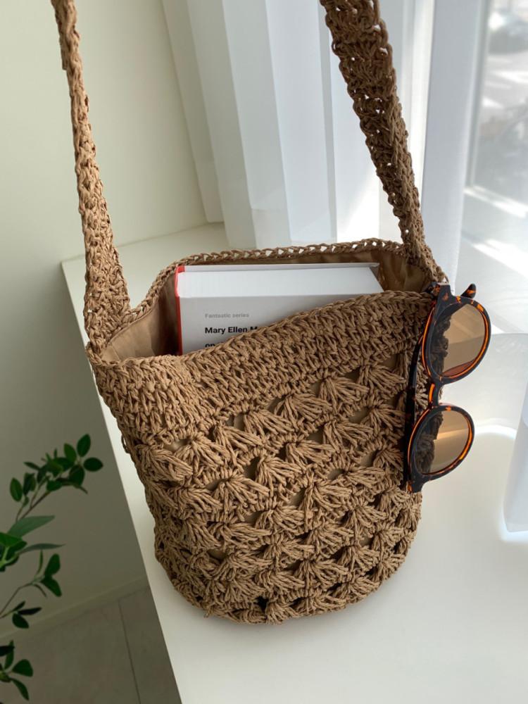 [무배] 여름 라탄 가방 네트 지사 숄더백 왕골 호보가방