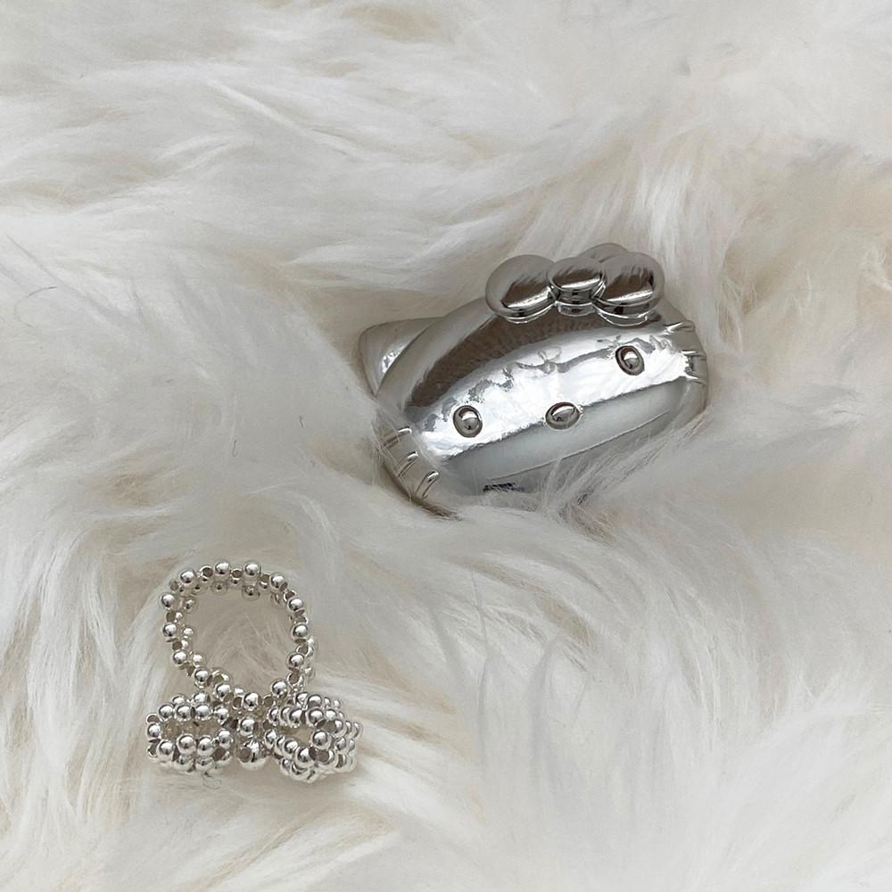 실버 키티 캐릭터 고양이 휴대폰 홀더