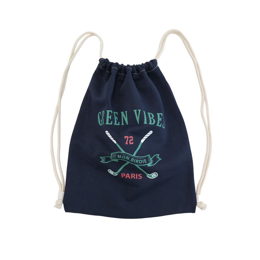 GREEN VIBES GYM SACK 몽버디 엠블럼 조리개 가방 NAVY