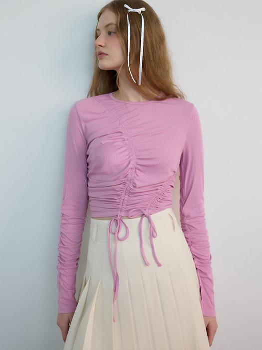 Shirring Ribbon T-shirt French Rose (JWTS4E901P2)