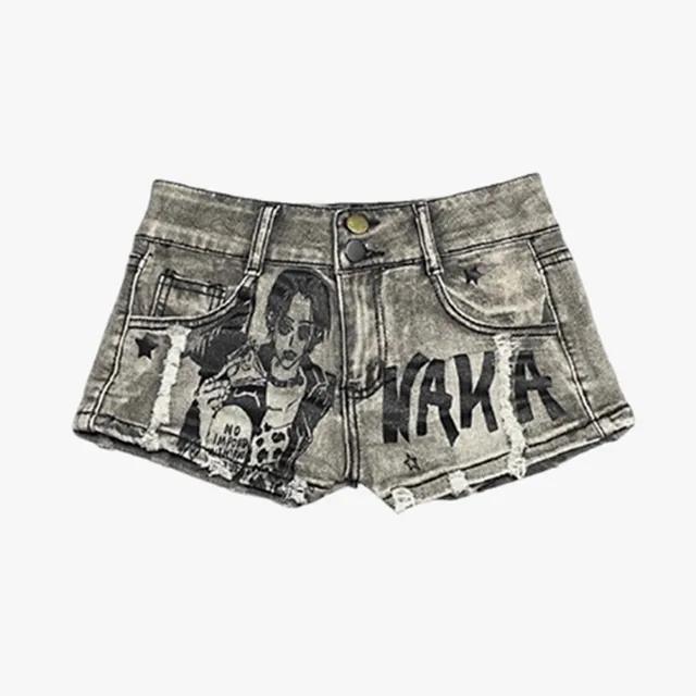 JAS1038 애니 그래픽 데님 숏 팬츠 쇼츠