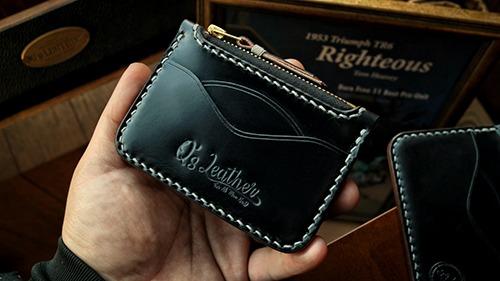 Q's Coin card wallet zip ver./Bridle leather