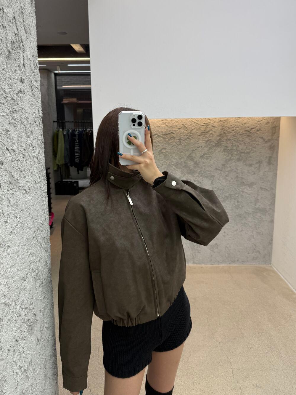 [ 키작녀강추픽 레더 ] neck botton leather JK