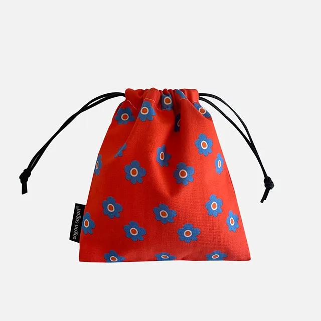 RETRO FLOWER RED STRING POUCH R