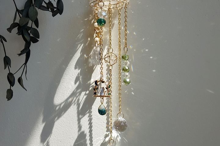 초록별 고양이 크리스탈 선캐쳐 인테리어 소품