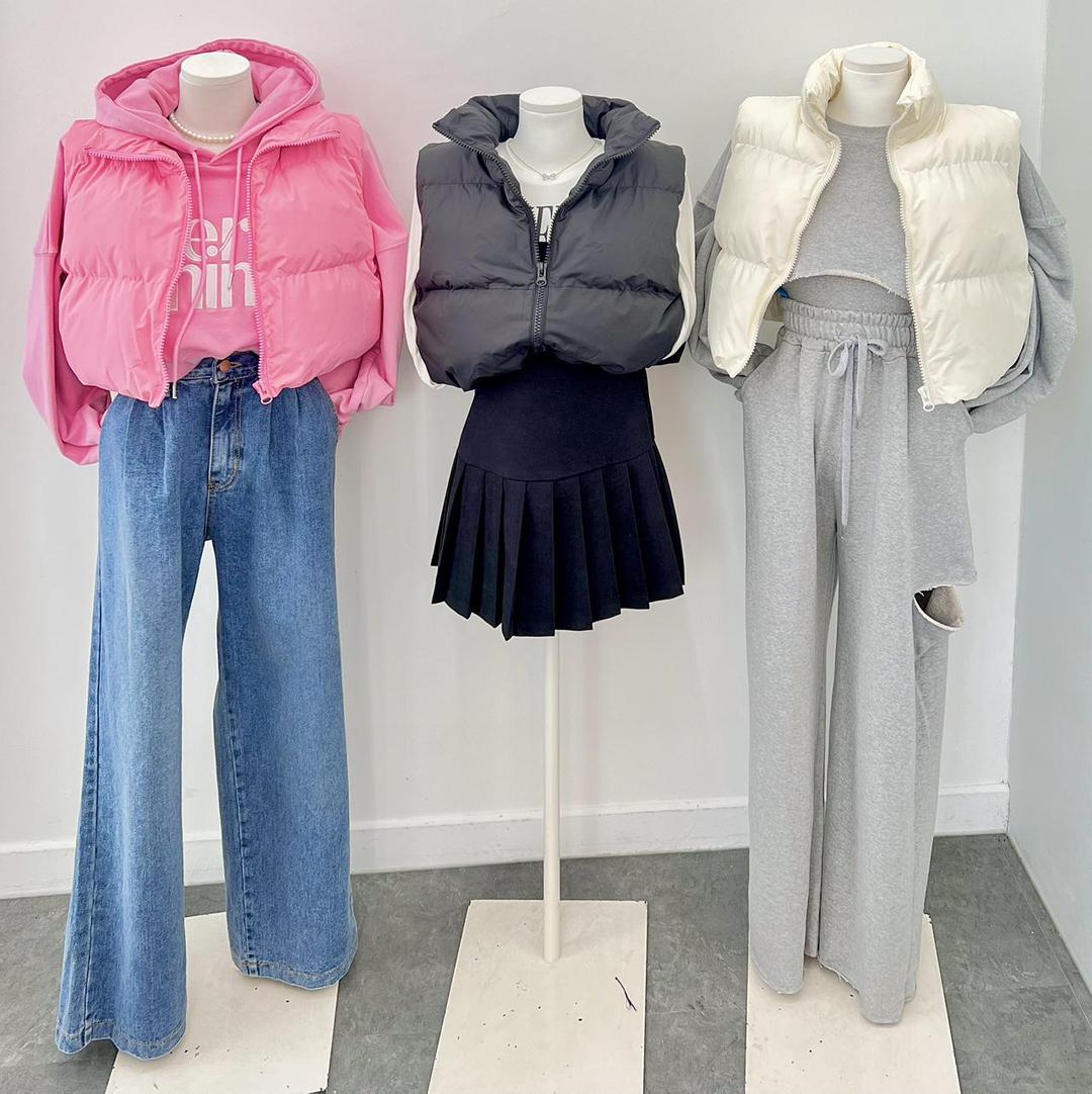 [빵빵이] 쁘띠크롭조끼패딩 3color 무광 웰론 크롭 패딩 조끼 쁘띠 왕귀여워