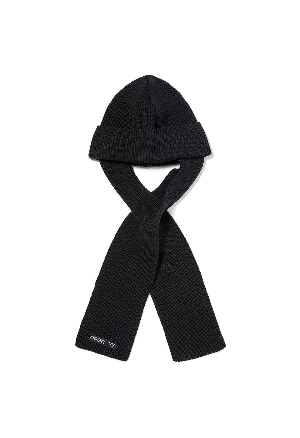 SCARF BEANIE, BLACK