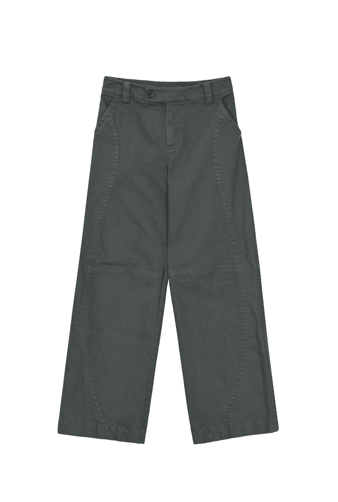 CURVED LINE WASHED  DENIM PANTS (BLUE GREEN)