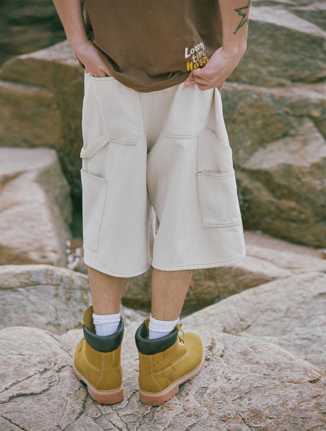 버나드 7911 카펜터 더블니 릴렉스핏 크림 쇼츠팬츠