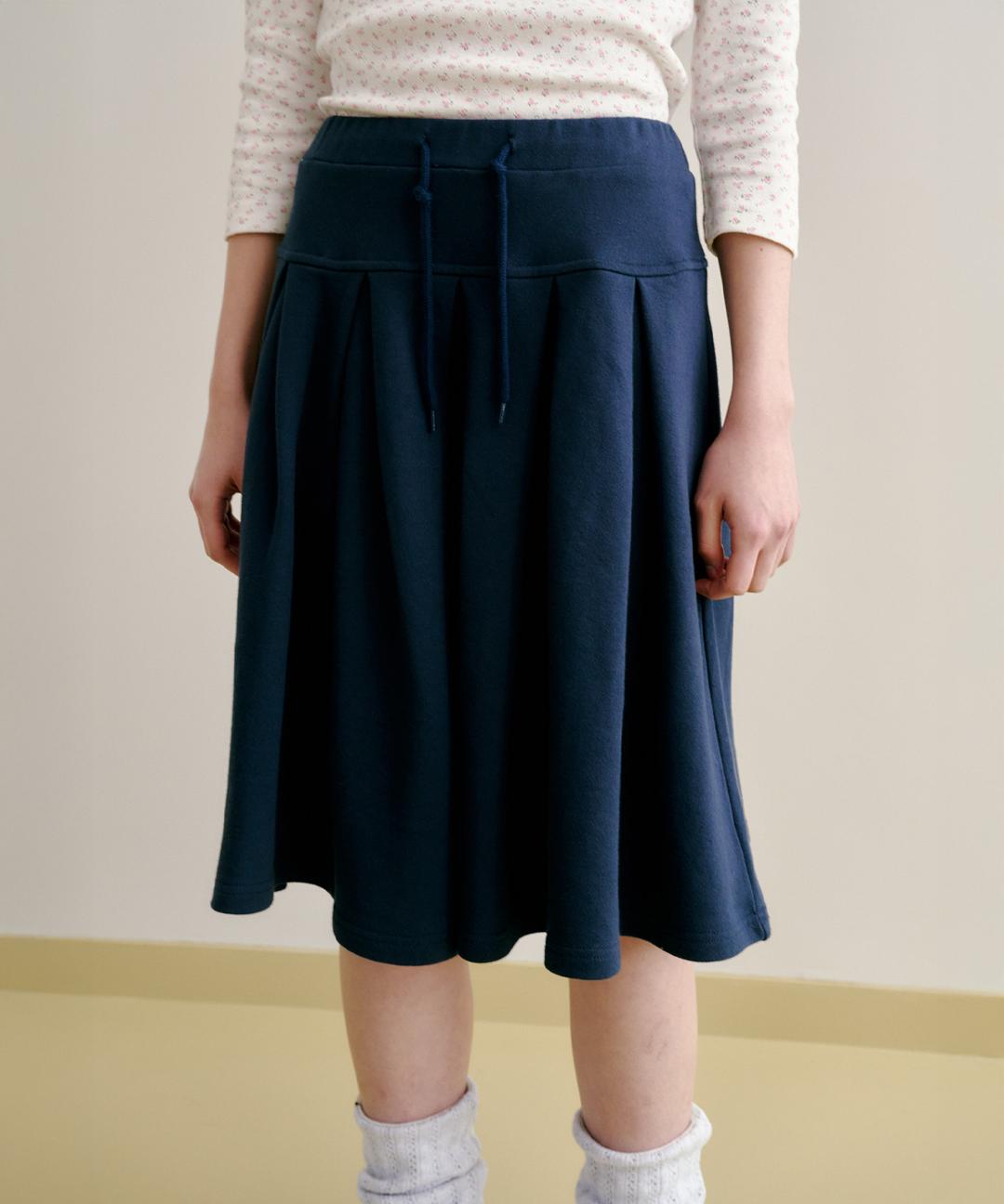 [1st]  [3/25 순차배송] Pleats Jersey Skirt, Navy