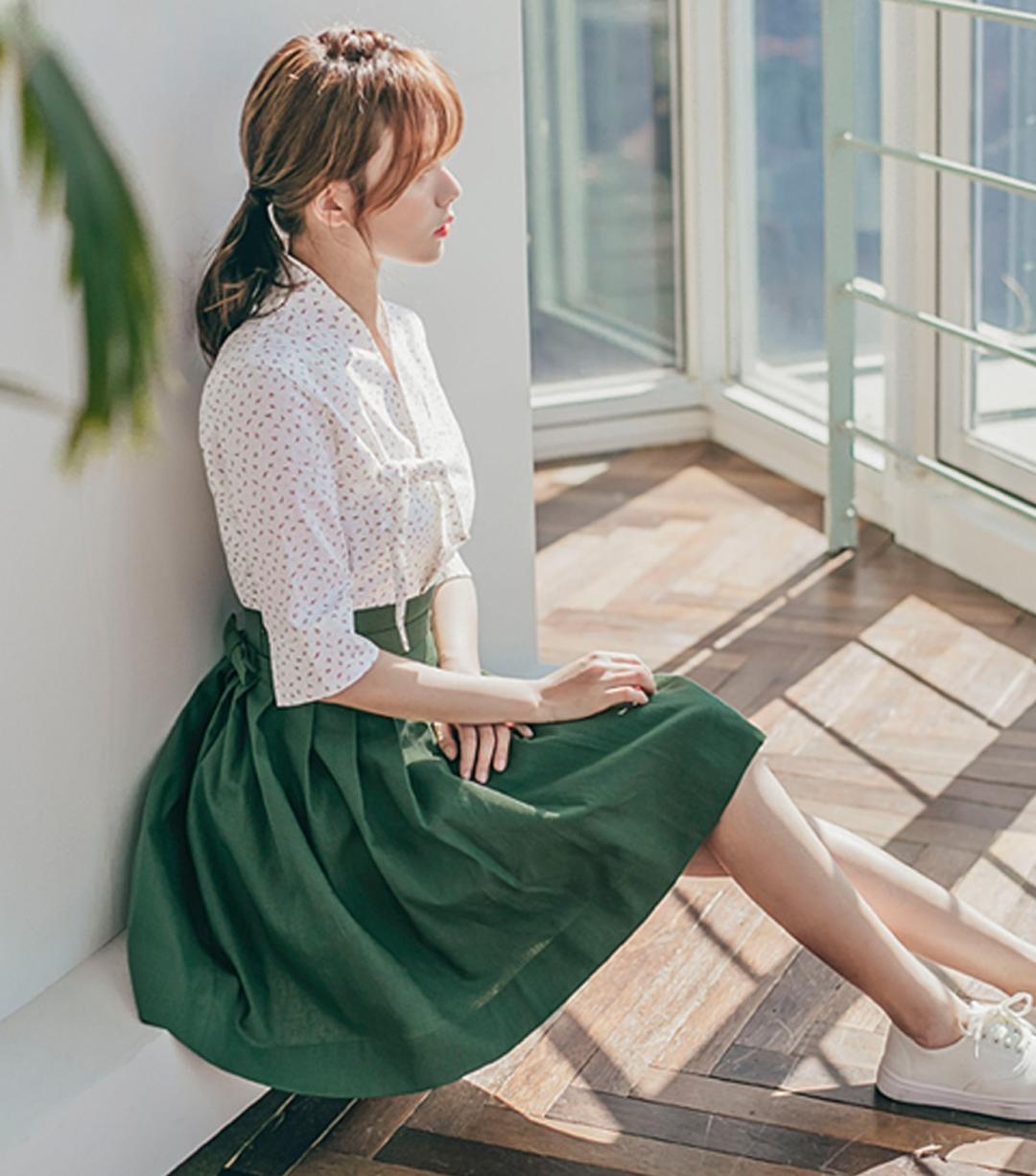 린넨 그린 미니 :: 허리치마