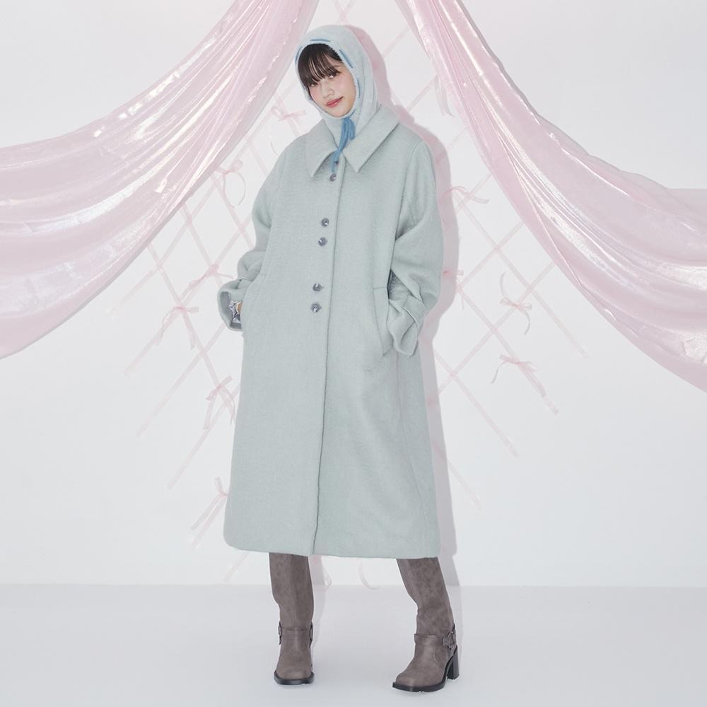 HAIRY WOOL LONG COAT (MINT)
