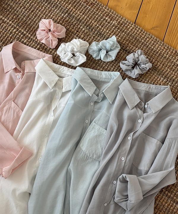 [살안타][스크런치][셋트][기획] 르소피 시스루 쉬어 썸머 루즈 셔츠 (4color)