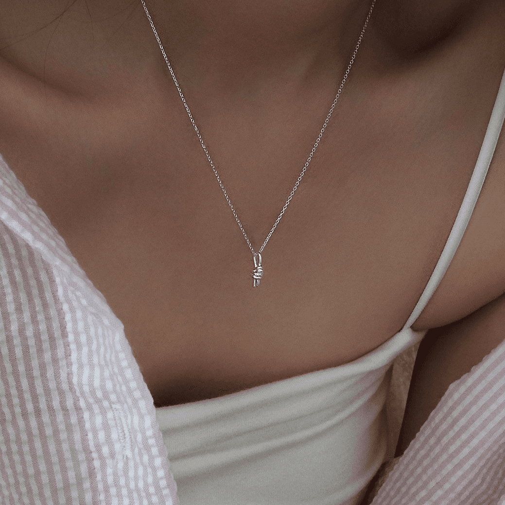 실버925 클립 매듭 펜던트 목걸이