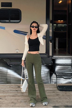 헐리우드 라인 스트랩 롱 부츠컷 (2color)