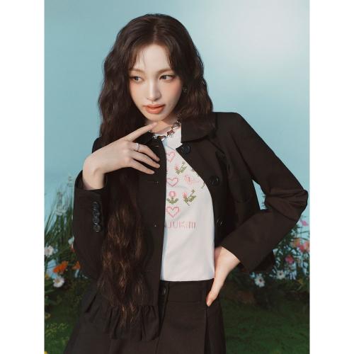 [민주킴] 밑단 볼륨 숏 재킷  블랙