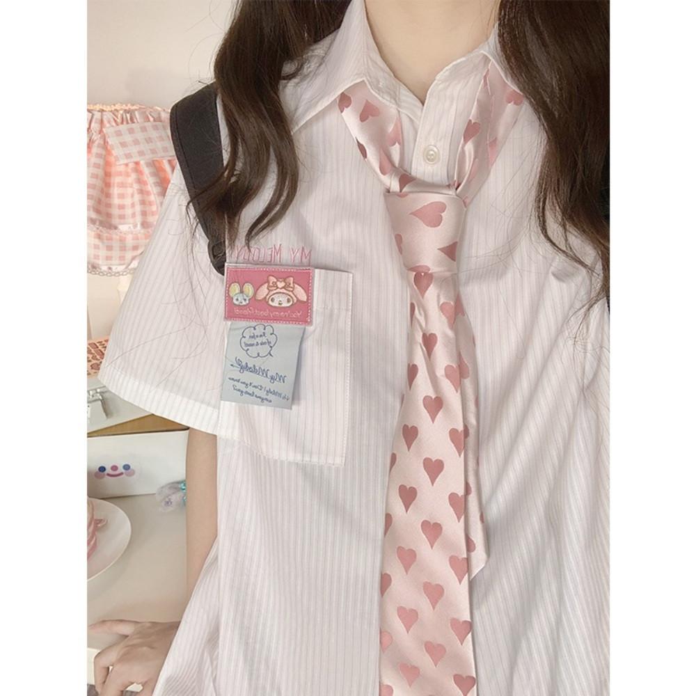 산리오 시나모롤 쿠로미 포차코 넥타이 여성 반팔 셔츠