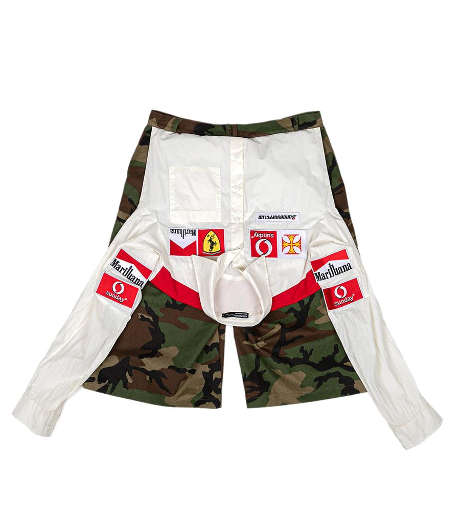 Layered Racing Shirt with Camouflage Shorts - Camo