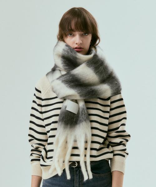 Stripe long muffler (IVORY)