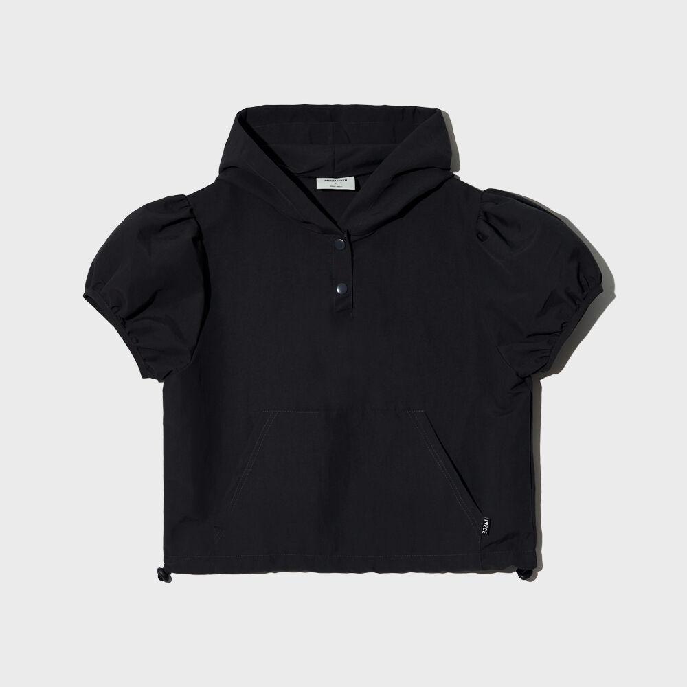 NYLON PUFF SLEEVE HOODIE (BLACK)