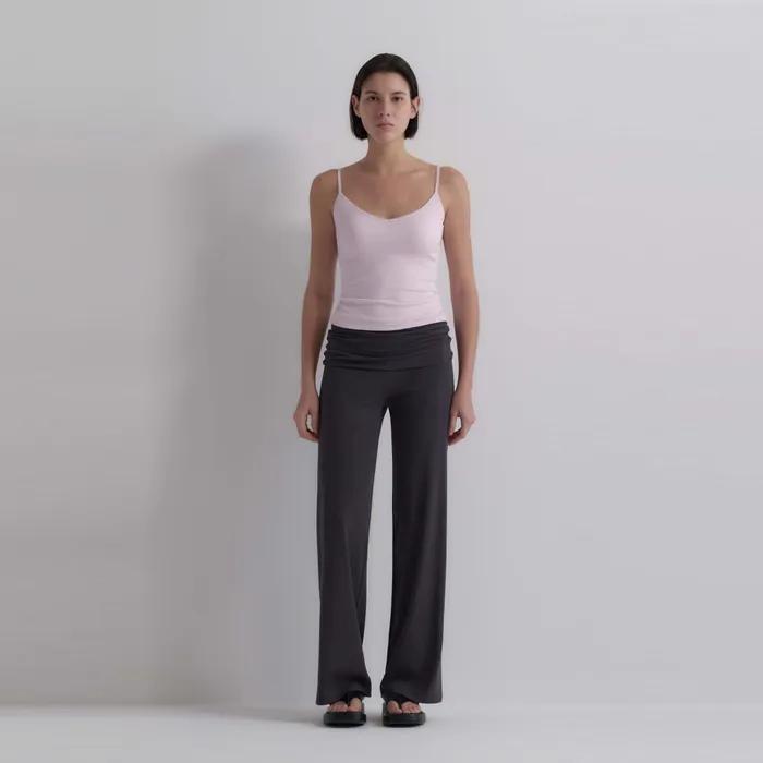 [3차 ORG SIZE 5/21 예약배송] Foldable Ribbed Straight Pants - Dark Gray