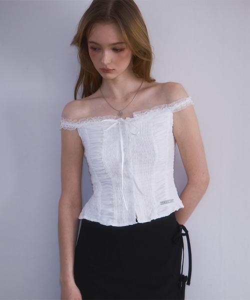 Lace Off Shoulder Sleeveless [White]