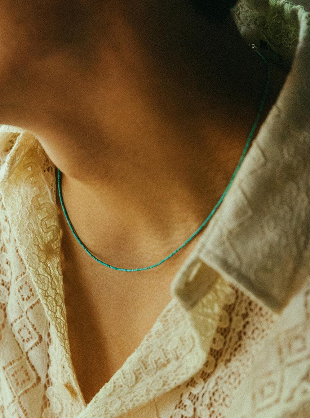 Green Turquoise Minimalist Necklace (925 Silver)