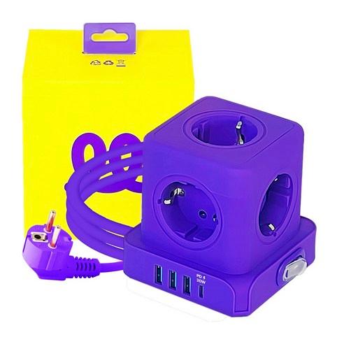 데코아르 멜로우 비비드 5구 멀티탭 4000W (USB-A x 3 USB-C), 멀티탭 퍼플, 1.8m, 1개