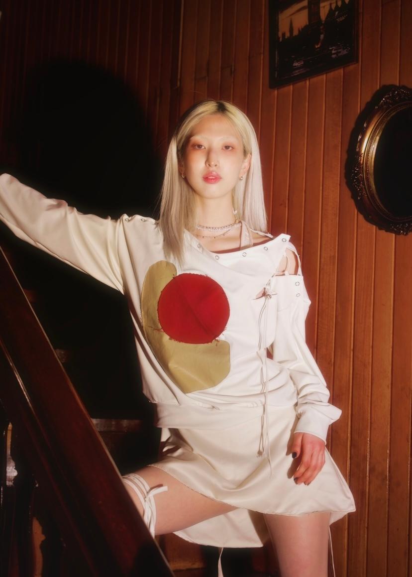 line patchwork T-shirt_Ivory