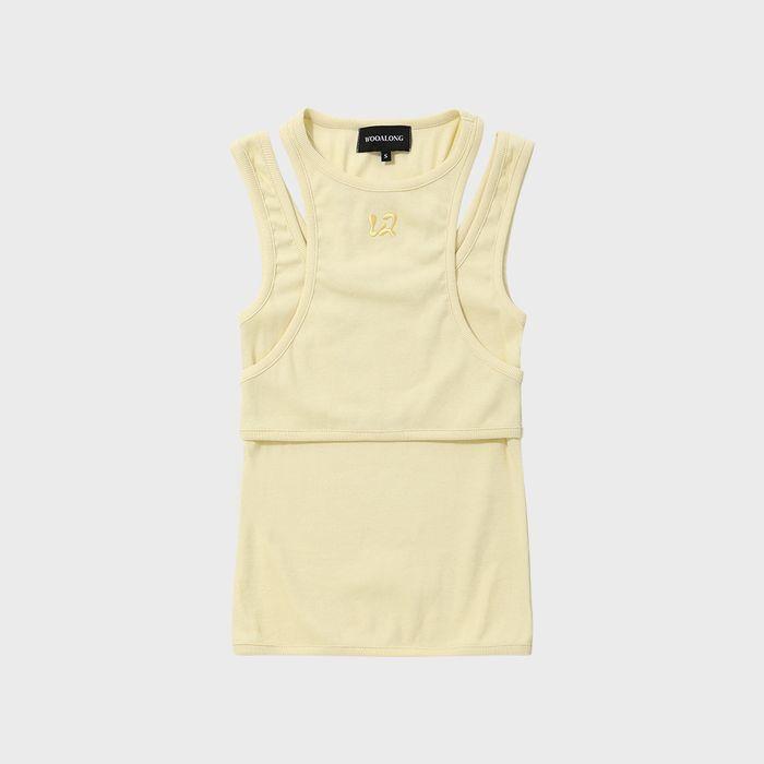 Mellow rib layered sleeveless - LIGHT YELLOW