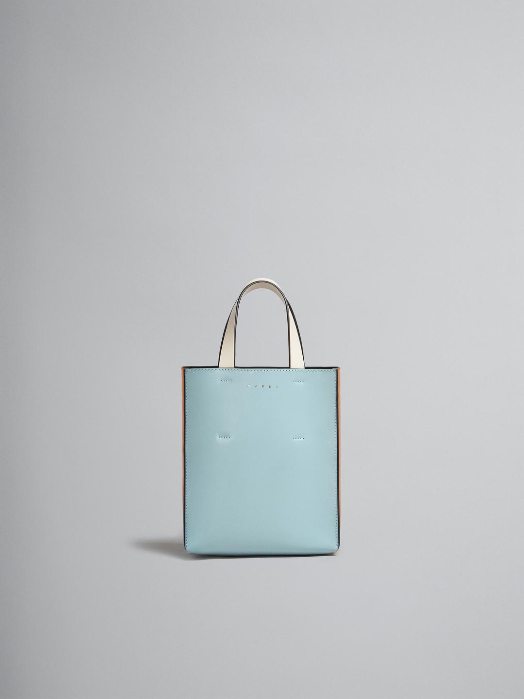 라이트 블루 오렌지 & 화이트 가죽 Museo 미니 백