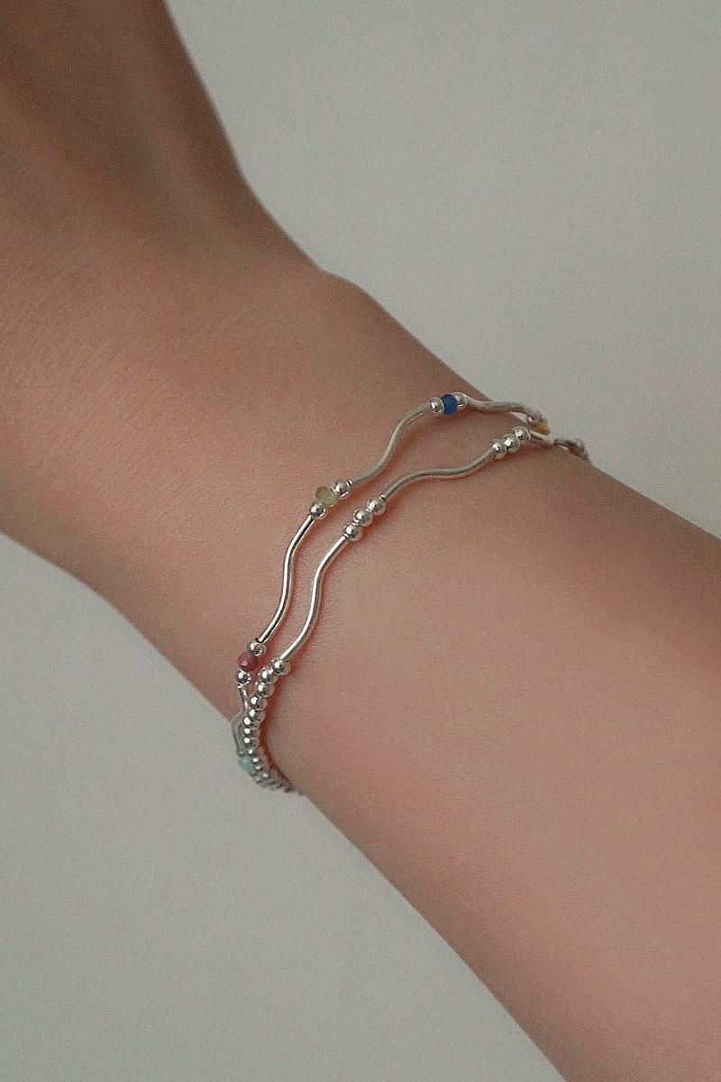 925silver 물결 비즈 팔찌 (3 color)