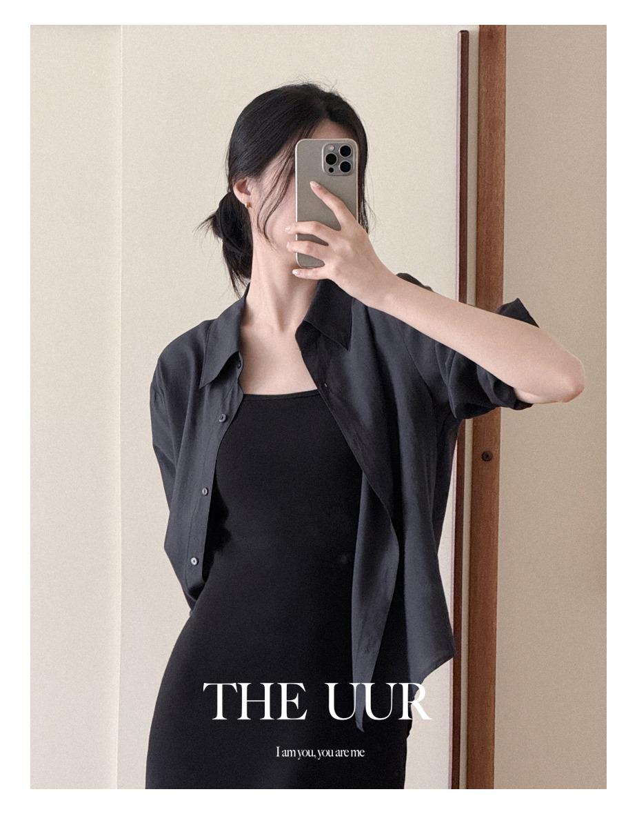 [일주일소요] [ss ver.] uur sheer moved all shirts-blouse [charcoal-black]