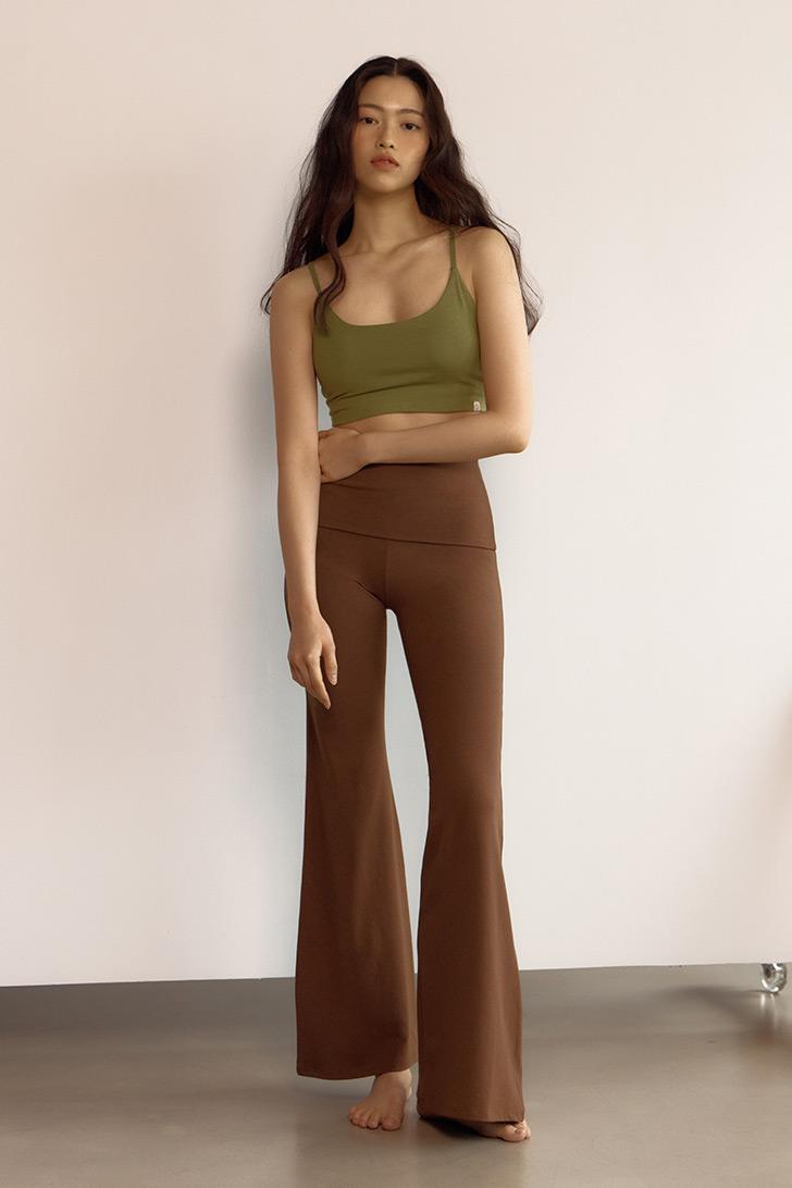 High Waist Bootcut Pants (Brown)