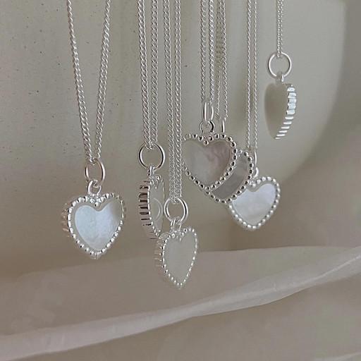 92.5실버 - 자개 하트 목걸이