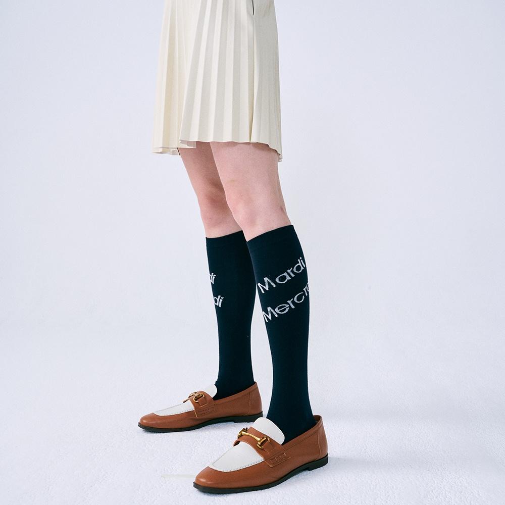 KNEE SOCKS DIAGONAL MARDI MERCREDI (NAVY IVORY)