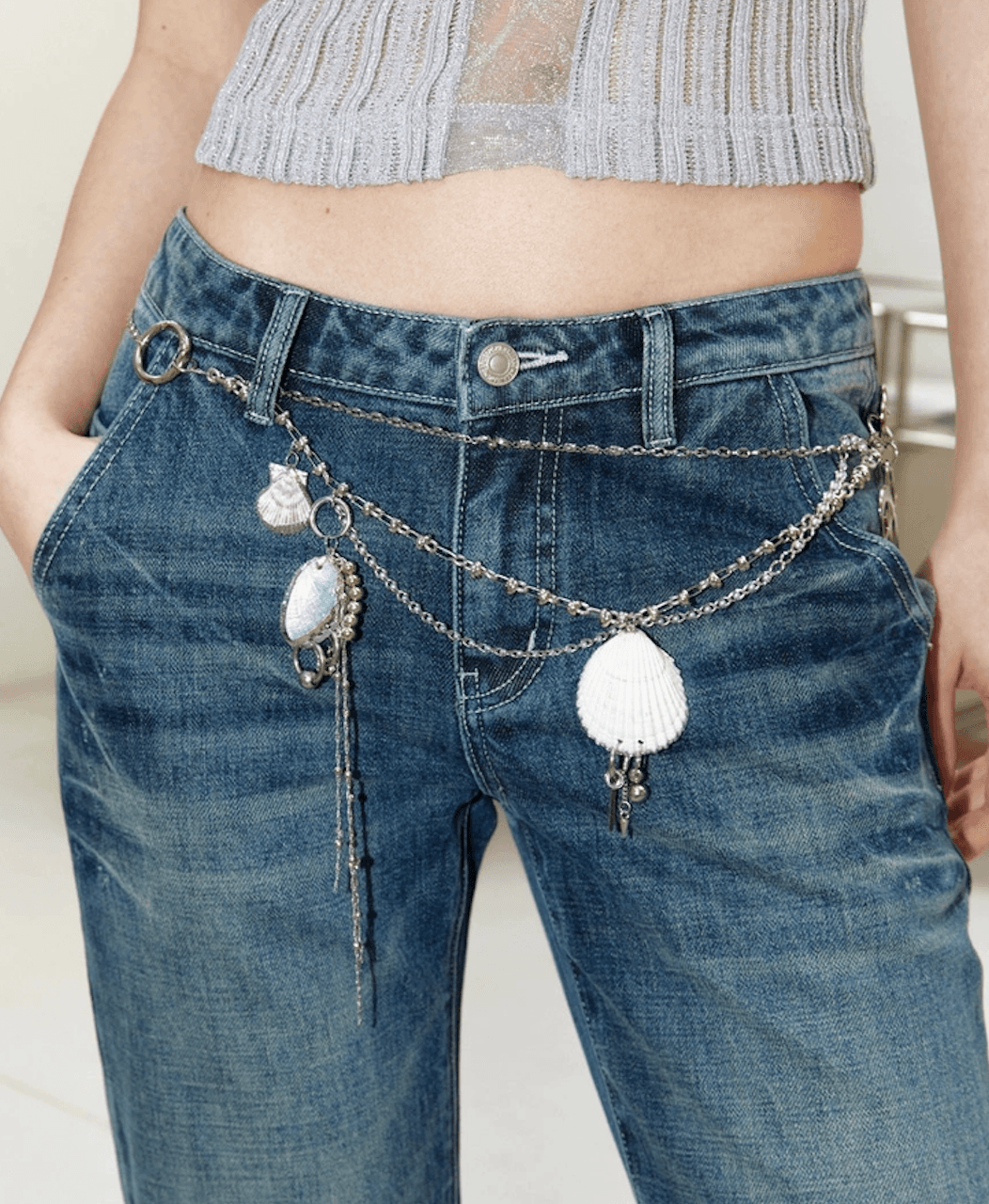 2th Desire 자개 펜던트 허리 체인 장식 멀티 액세서리