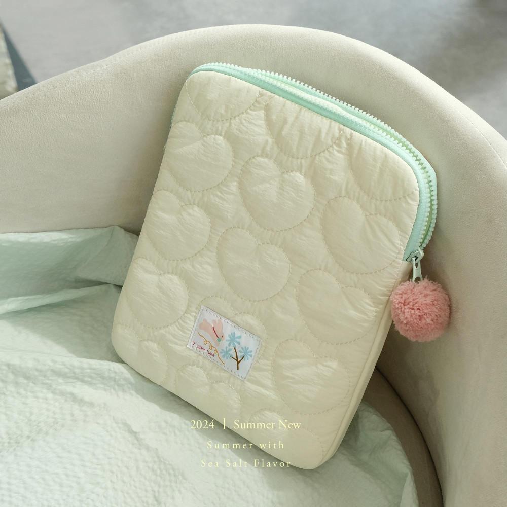 수심 Lemon grass Pouch 레몬 그라스 아이패드 파우치 리본 11인치 퀼팅